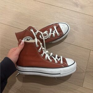 Converse High-Top Sneakers in Brown and White